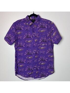 Disney Mens S Tangled Our Universe Princess Rapunzel Flynn Button Shirt Purple